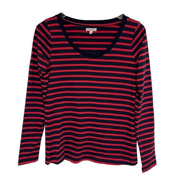 STYLEMINT Shirt Size Small Navy & Lipstick Red Stripe Dalton Nautical Preppy - Picture 1 of 8